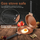 Double-Sided Flip Frying Pan – Non-Stick Cooking Pan for Eggs, Pancakes, Toasted Bread – Durable Iron Material with Heat-Resistant Handle, Compact Design for Home Kitchen Use – Ideal for Gas Stoves (Golden)