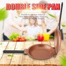 Double-Sided Flip Frying Pan – Non-Stick Cooking Pan for Eggs, Pancakes, Toasted Bread – Durable Iron Material with Heat-Resistant Handle, Compact Design for Home Kitchen Use – Ideal for Gas Stoves (Golden)