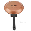 Double-Sided Flip Frying Pan – Non-Stick Cooking Pan for Eggs, Pancakes, Toasted Bread – Durable Iron Material with Heat-Resistant Handle, Compact Design for Home Kitchen Use – Ideal for Gas Stoves (Golden)