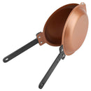 Double-Sided Flip Frying Pan – Non-Stick Cooking Pan for Eggs, Pancakes, Toasted Bread – Durable Iron Material with Heat-Resistant Handle, Compact Design for Home Kitchen Use – Ideal for Gas Stoves (Golden)