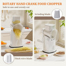 5-in-1 Hand Crank Rotary Vegetable Slicer & Grater with 10 Blades, Hidden Storage Box for Kitchen Food Prep (White)
