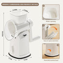 5-in-1 Hand Crank Rotary Vegetable Slicer & Grater with 10 Blades, Hidden Storage Box for Kitchen Food Prep (White)