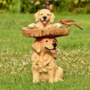 Resin Bird Bath Statue for Garden, Outdoor Decorative Bird Feeder & Water Fountain, Whimsical Yard Sculpture for Patio & Lawn(Fox)