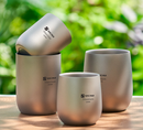 4-Piece Pure Titanium Cup Set – Double-Walled, Lightweight, Stackable Outdoor Drinking Cups for Camping, Hiking, Travel and Office Use (Gray)