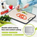 Dual-Sided Kitchen Cutting Boards with Titanium-Look & Textured PP Surfaces, Juice Groove, Grinding Area, Non-Slip Edges, and Integrated Handles—For Separating Raw/Cooked Foods and Efficient Meal Prep