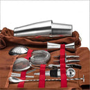 Professional 17-Piece Stainless Steel Cocktail Shaker Set with Canvas Carry Case – Complete Bar Tools Kit for Home, Travel, Parties – Includes Jigger, Strainer, Muddler, Spoon, Bottle Stopper (Brown)