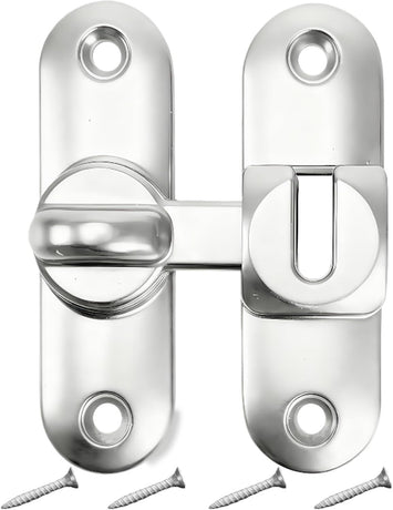 90/180 Degree Zinc Alloy Flip Lock for Barn & Sliding Doors – Heavy Duty Security Latch for Cabinets, Windows & Sheds (Silver)