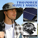 Solar-Powered Dual-Fan Sun Hat – UPF 50+ Wide-Brim Outdoor Hat with 2 USB/Solar Rechargeable Fans, Adjustable Strap, Breathable Mesh, for Fishing, Hiking, Beach & Gardening; Unisex Cooling Cap with 800mAh Battery (Black)