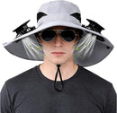 Solar-Powered Dual-Fan Sun Hat – UPF 50+ Wide-Brim Outdoor Hat with 2 USB/Solar Rechargeable Fans, Adjustable Strap, Breathable Mesh, for Fishing, Hiking, Beach & Gardening; Unisex Cooling Cap with 800mAh Battery (Grey)