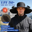 Solar-Powered Dual-Fan Sun Hat – UPF 50+ Wide-Brim Outdoor Hat with 2 USB/Solar Rechargeable Fans, Adjustable Strap, Breathable Mesh, for Fishing, Hiking, Beach & Gardening; Unisex Cooling Cap with 800mAh Battery (Dark- Grey)