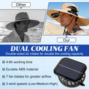 Solar-Powered Dual-Fan Sun Hat – UPF 50+ Wide-Brim Outdoor Hat with 2 USB/Solar Rechargeable Fans, Adjustable Strap, Breathable Mesh, for Fishing, Hiking, Beach & Gardening; Unisex Cooling Cap with 800mAh Battery (Dark- Grey)