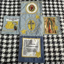 Mini Handcrafted Catholic Pocket Shrine – Foldable Prayer Altar with Silver Cross, Religious Art & Embroidered Prayers, Portable Faith Companion, 6.5 x 5.5 Inches (Purple)