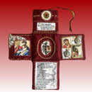 Mini Handcrafted Catholic Pocket Shrine – Foldable Prayer Altar with Silver Cross, Religious Art & Embroidered Prayers, Portable Faith Companion, 6.5 x 5.5 Inches (Purple)