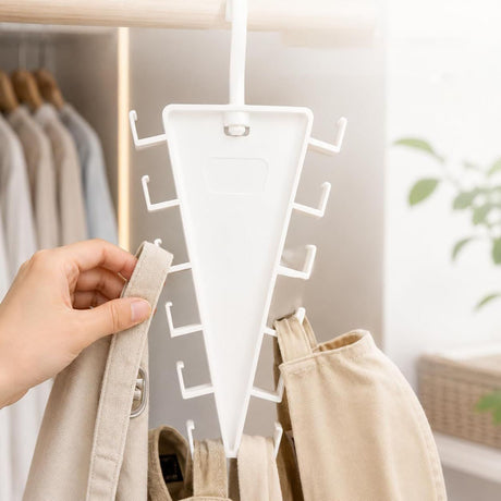 6-Pack V-Shaped 360° Rotating Closet Organizer with 12 Hooks for Hats, Bags & Scarves, Space-Saving Wardrobe Hanger (White)
