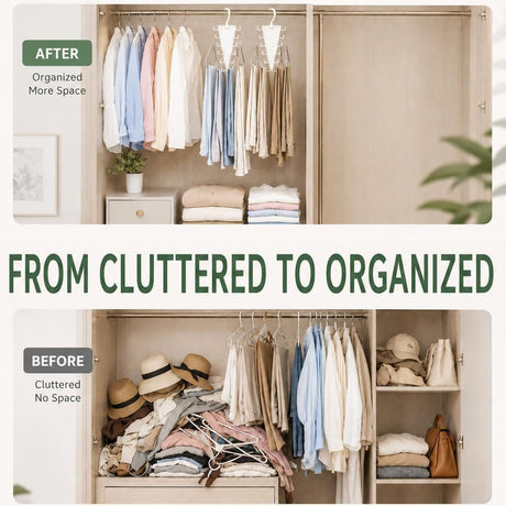 6-Pack V-Shaped 360° Rotating Closet Organizer with 12 Hooks for Hats, Bags & Scarves, Space-Saving Wardrobe Hanger (White)