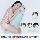 Pea Pod Shape Body Pillow for Adults – Full-Body Support Side Sleeper Pillow, Pregnancy & Back Pain Relief, Soft Hug Pillow with Memory Fiber Filling (Light Blue)