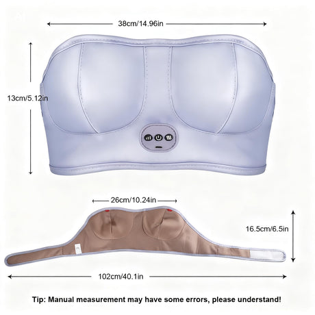 3-in-1 Rechargeable Breast Massager with Heat & Vibration – Wireless USB Charging, Adjustable Strap, Comfortable Wear for Daily Relaxation and Postpartum Care (Purple)