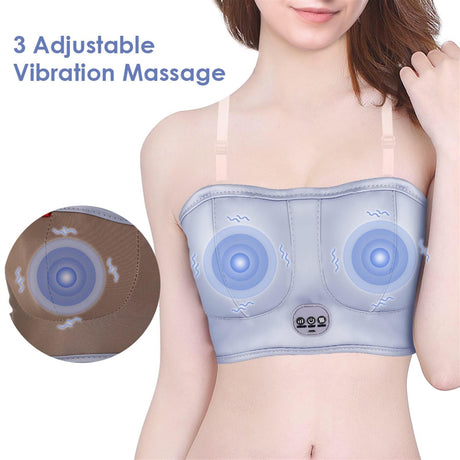 3-in-1 Rechargeable Breast Massager with Heat & Vibration – Wireless USB Charging, Adjustable Strap, Comfortable Wear for Daily Relaxation and Postpartum Care (Purple)