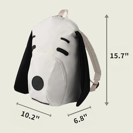 Cute Dog Face Backpack for Kids & Teens – White Cartoon Animal School Bag with Long Ears, Large Capacity Daypack for Girls and Boys (White)
