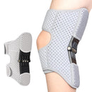 Knee Assistive Brace with Carbon Steel Spring Support – Breathable Perforated Sleeve, Adjustable Straps, Joint Stabilization & Pain Relief for Walking, Running, Hiking, Rehabilitation; Unisex Design for Men & Women (Grey)