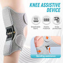Knee Assistive Brace with Carbon Steel Spring Support – Breathable Perforated Sleeve, Adjustable Straps, Joint Stabilization & Pain Relief for Walking, Running, Hiking, Rehabilitation; Unisex Design for Men & Women (Grey)