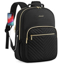 Stylish Laptop Backpack for Women – Large Capacity 27L Computer Bag with 15.6 Inch Compartment, USB Charging Port & 16 Pockets – Ideal for College, Work & Travel (Black)