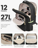 Stylish Laptop Backpack for Women – Large Capacity 27L Computer Bag with 15.6 Inch Compartment, USB Charging Port & 16 Pockets – Ideal for College, Work & Travel (Black)