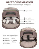 Stylish Laptop Backpack for Women – Large Capacity 27L Computer Bag with 15.6 Inch Compartment, USB Charging Port & 16 Pockets – Ideal for College, Work & Travel (Brown)