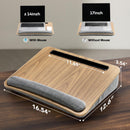 Portable Lap Desk for Students, Remote Workers & Readers – Laptop Table with Wrist Rest, Storage Pockets, Fits up to 15.6 inch Laptop for Bed, Couch or Dorm Use (Wood Grain)