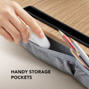 Portable Lap Desk for Students, Remote Workers & Readers – Laptop Table with Wrist Rest, Storage Pockets, Fits up to 15.6 inch Laptop for Bed, Couch or Dorm Use (Wood Grain)
