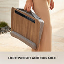 Portable Lap Desk for Students, Remote Workers & Readers – Laptop Table with Wrist Rest, Storage Pockets, Fits up to 15.6 inch Laptop for Bed, Couch or Dorm Use (Wood Grain)