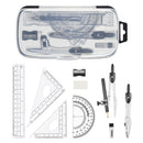 Complete 10-Piece Geometry Kit Set – Precision Drafting Tools with Metal Compasses, Rulers, Protractor & Pencil Sharpener – Ideal for Students, Engineers & Artists (Black)