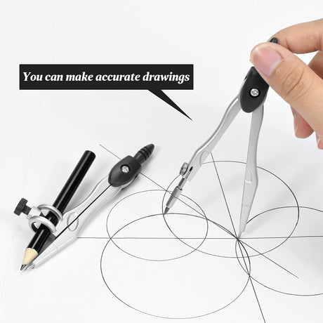 Complete 10-Piece Geometry Kit Set – Precision Drafting Tools with Metal Compasses, Rulers, Protractor & Pencil Sharpener – Ideal for Students, Engineers & Artists (Black)