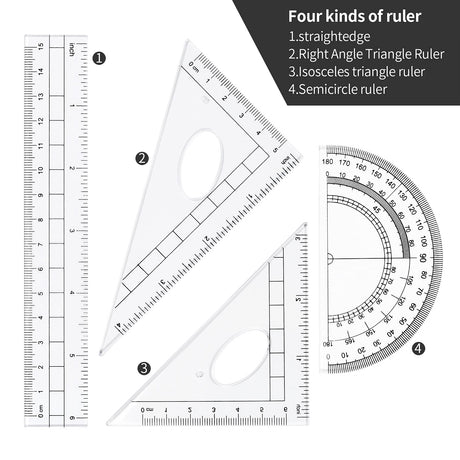 Complete 10-Piece Geometry Kit Set – Precision Drafting Tools with Metal Compasses, Rulers, Protractor & Pencil Sharpener – Ideal for Students, Engineers & Artists (Black)