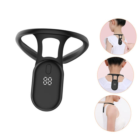 Smart Posture Corrector with Vibration Reminder – Neck-Worn Back Posture Trainer for Kids & Teens, Anti-Curved Back Device with Digital Display (Black)