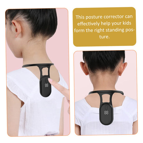 Smart Posture Corrector with Vibration Reminder – Neck-Worn Back Posture Trainer for Kids & Teens, Anti-Curved Back Device with Digital Display (Black)