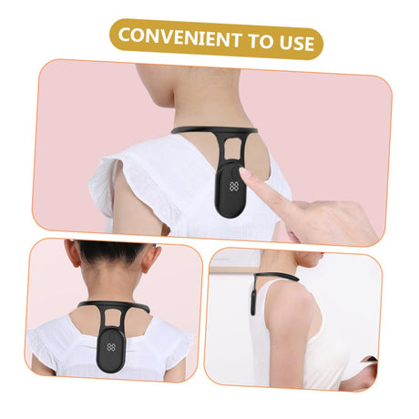 Smart Posture Corrector with Vibration Reminder – Neck-Worn Back Posture Trainer for Kids & Teens, Anti-Curved Back Device with Digital Display (Black)