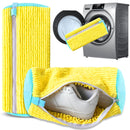 2-Pack Reusable Shoe Washing Machine Bag – White Protective Laundry Bag for All Shoes, Anti-Deformation & Deep Clean with Zipper Lock (Yellow)