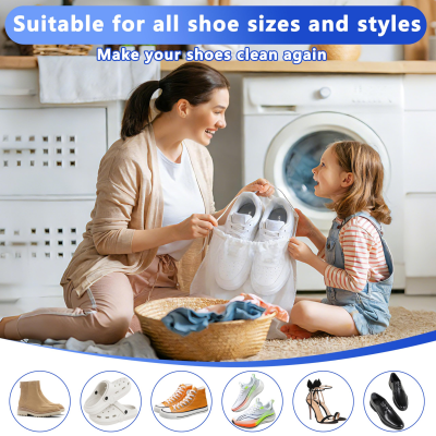 2-Pack Reusable Shoe Washing Machine Bag – White Protective Laundry Bag for All Shoes, Anti-Deformation & Deep Clean with Zipper Lock (Blue)