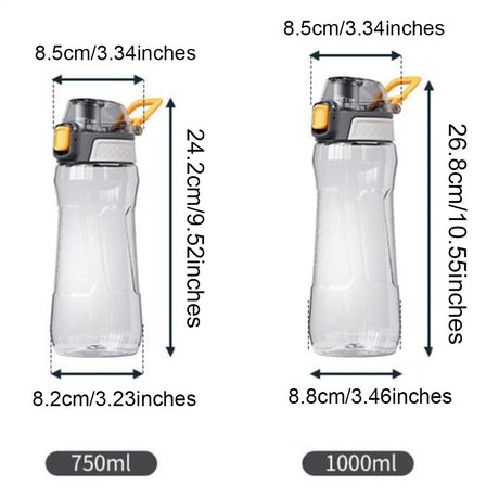 Portable Sport Water Bottle with Handle – Large Capacity Fitness Water Bottle for Gym, Hiking, Cycling, Outdoor Use – BPA-Free & Leak-Proof (Gray,1000ml)