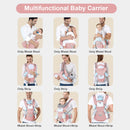 6-in-1 Adjustable Baby Carrier with Hip Seat – 11.8–15.7in Adjustable Height, Breathable Mesh & Multi-Position Carry for Newborn to 36 Months (Pink)
