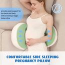Adjustable Pregnancy Pillow with Velcro Design – Side Sleeping Support for Back, Belly, Hips & Legs, Travel-Friendly Maternity Pillow with Bonus Auxiliary Pillow(Green)