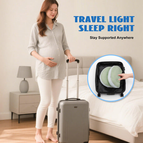 Adjustable Pregnancy Pillow with Velcro Design – Side Sleeping Support for Back, Belly, Hips & Legs, Travel-Friendly Maternity Pillow with Bonus Auxiliary Pillow(Green)
