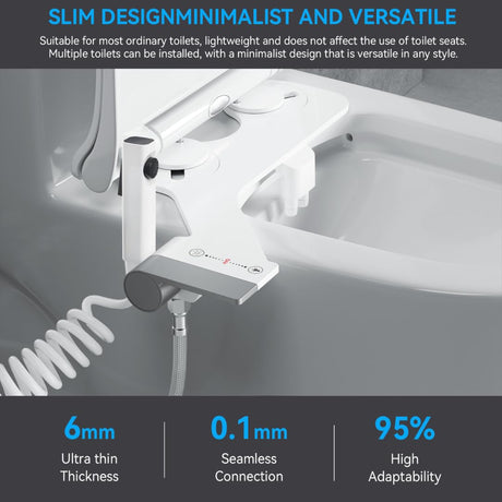 Bidet Toilet Attachment with Handheld Sprayer – Dual Nozzle for Pregnant Women, Postpartum Care & Elderly, Non-Electric Cold Water Bidet, Slim Under-Seat Fit (White)