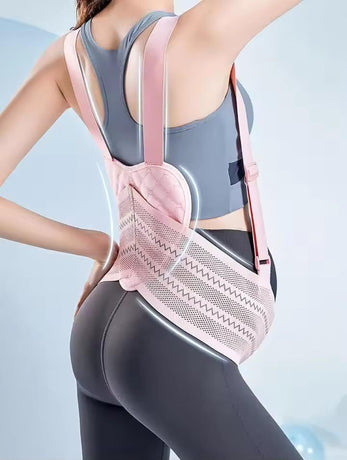 Maternity Belly Support Band for Waist 106-120cm – Adjustable Prenatal Abdominal Brace with Breathable Mesh Fabric and Heart-Shaped Cushion Pad, Lightweight Pregnancy Waist Belt for Daily Comfort (Pink,XXL)