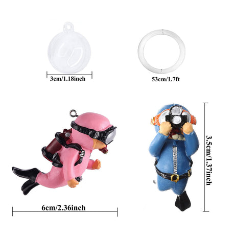5-Piece Floating Aquarium Diver Decor Set – Cute Underwater Explorer Ornaments with Adjustable Buoyancy for Fish Tank, Aquatic Decoration (Red,Green,Orange,Blue,Purple)