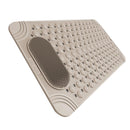 Non-Slip Bath Mat with Foot Scrubber – 120 x 80 cm, Anti-Skid Suction Cups & Drain Holes, Waterproof Shower Floor Pad with Exfoliating Brush(Grey)
