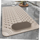 Non-Slip Bath Mat with Foot Scrubber – 120 x 80 cm, Anti-Skid Suction Cups & Drain Holes, Waterproof Shower Floor Pad with Exfoliating Brush(Grey)