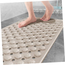 Non-Slip Bath Mat with Foot Scrubber – 80 x 50 cm, Anti-Skid Suction Cups & Drain Holes, Waterproof Shower Floor Pad with Exfoliating Brush(Grey)