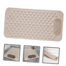 Non-Slip Bath Mat with Foot Scrubber – 80 x 80 cm, Anti-Skid Suction Cups & Drain Holes, Waterproof Shower Floor Pad with Exfoliating Brush(Grey)